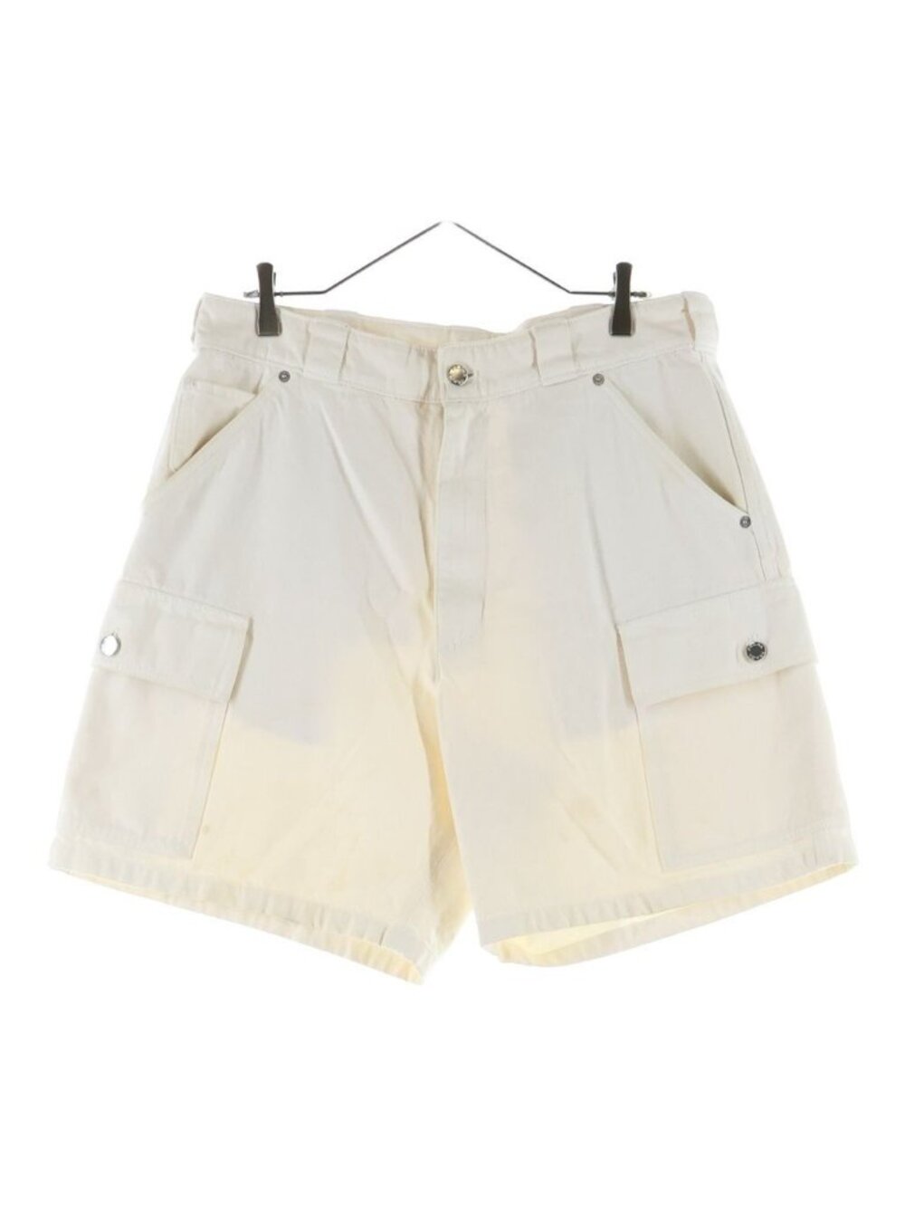 Prada Triangle Logo White Denim Bermuda Shorts